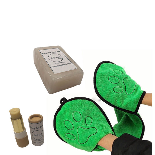 Natural Pet Grooming Bundle — Shampoo Bar, Balm &amp; Towel
