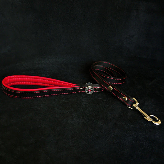 Bijou Leather Dog Leash — Red